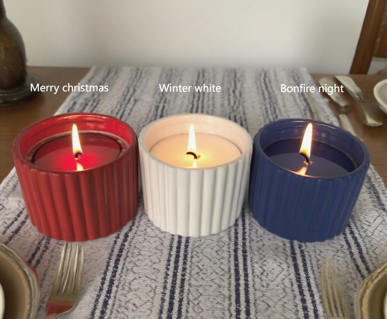 Ribbed Ceramic Pot Candles